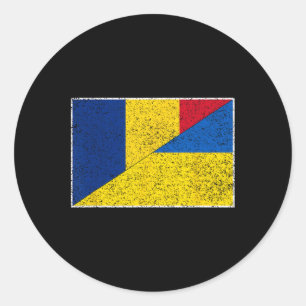 Romania Ukraine Flag Romanian Ukrainian Pride Nati Classic Round Sticker