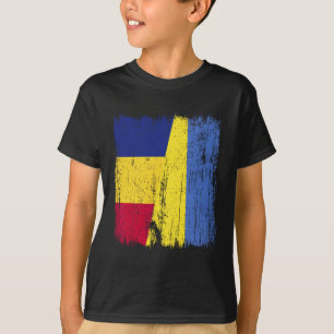 Romania Ukraine Half Flag Romanian Ukrainian Herit T-Shirt