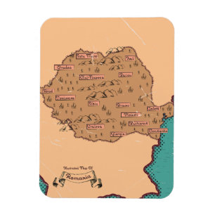 Romania Vintage Counties Map Magnet