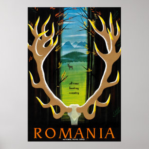 Romania Vintage Travel Poster Restored
