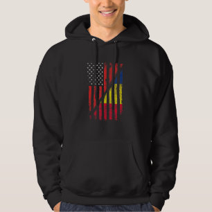 Romanian American Flag Retro Style Usa Romania Fla Hoodie