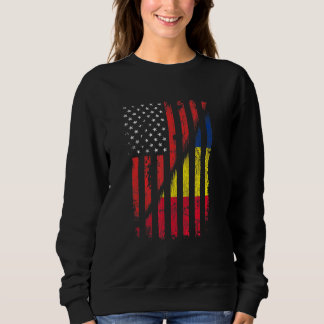 Romanian American Flag Retro Style Usa Romania Fla Sweatshirt