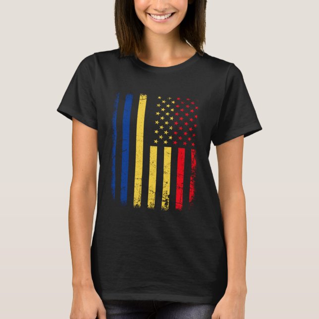 Romanian American Flag Romania America Pride Herit T-Shirt (Front)