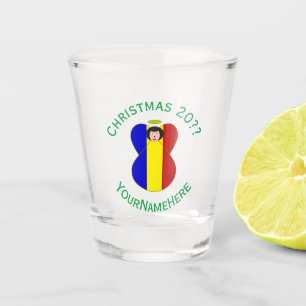 Romanian Angel Christmas Flag Personalised Shot Glass