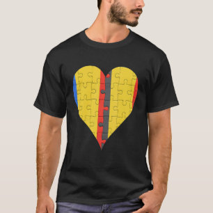 Romanian Belgian Flag Heart T-Shirt