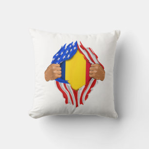Romanian Blood Inside Me T-Shirt Romania Flag Cushion