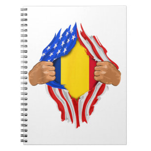 Romanian Blood Inside Me T-Shirt  Romania Flag Notebook