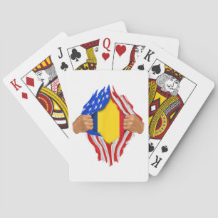Romanian Blood Inside Me T-Shirt Romania Flag Playing Cards