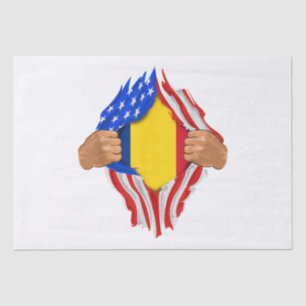Romanian Blood Inside Me T-Shirt Romania Flag Tissue Paper