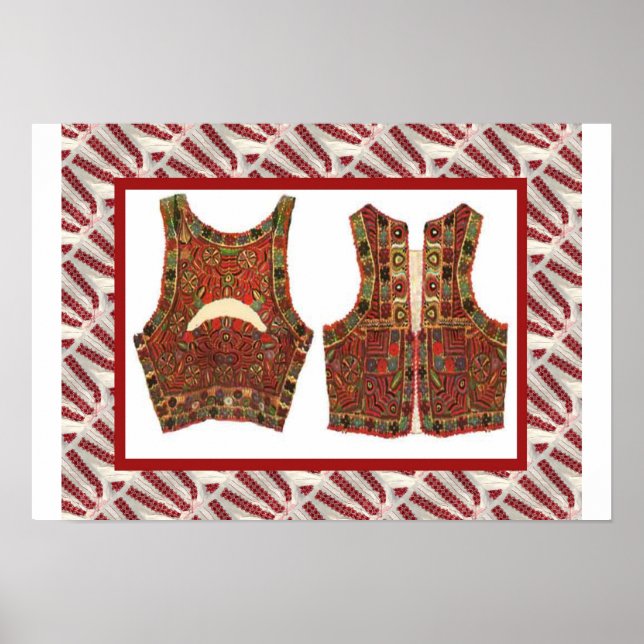 Romanian craft, embroidered male waistcoat poster (Front)