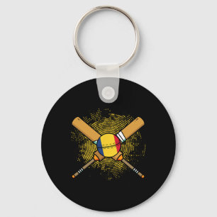 Romanian Cricket Racket And Ll Flag Of Romania  Key Ring