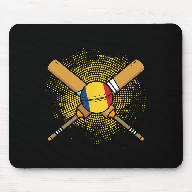 Romanian Cricket Racket And Ll Flag Of Romania  Mouse Pad (Front)