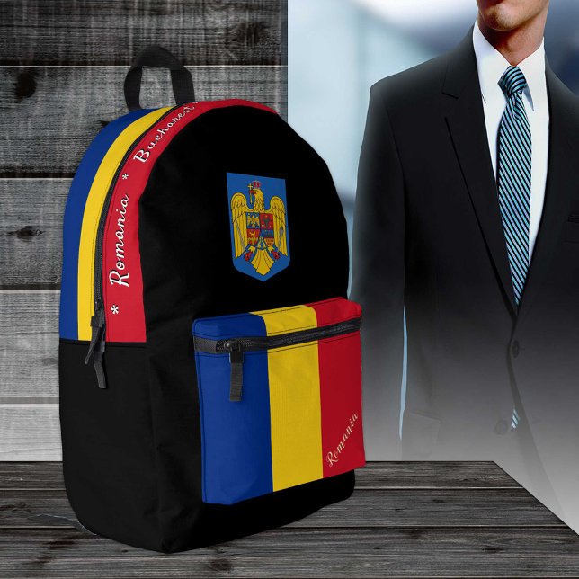Romanian Flag backpack, Romania, patriot black Printed Backpack (Creator Uploaded)