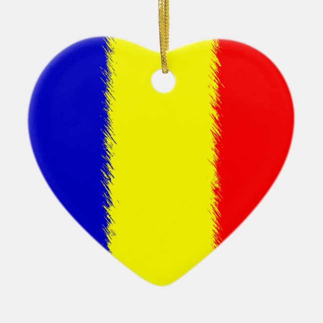 Romanian Flag Ceramic Tree Decoration (Front)