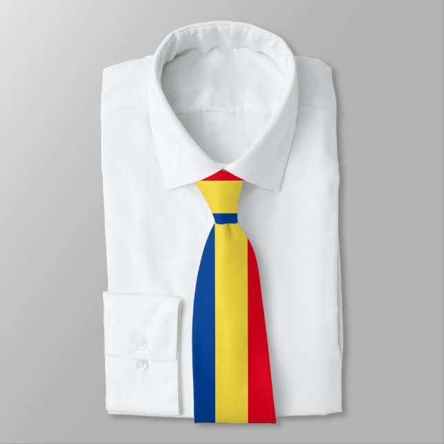 Romanian flag of Romania country neck tie (Tied)