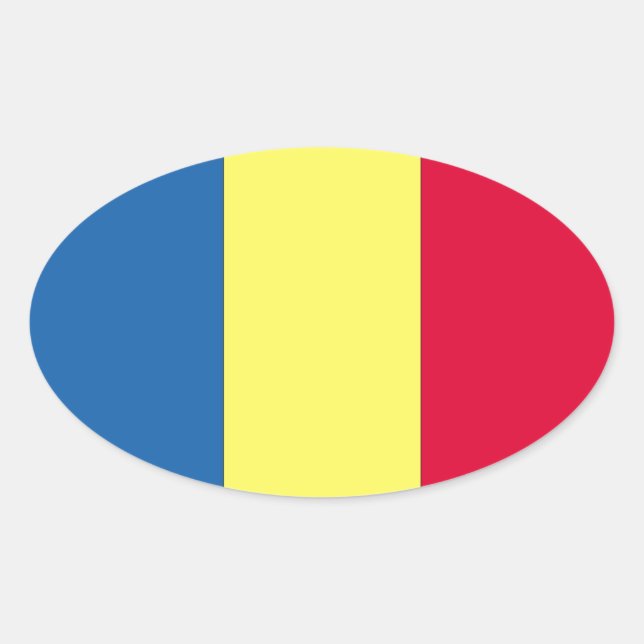 Romanian Flag Oval Sticker (Front)