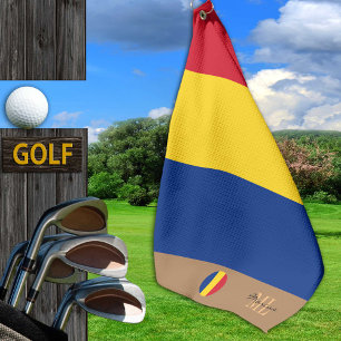 Romanian flag & Romania monogrammed Golf Towel