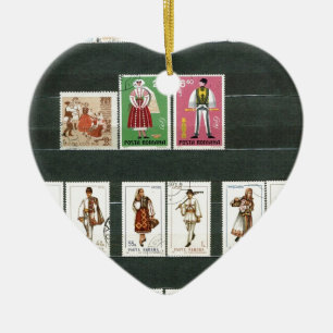 Romanian folk costumes 2 ceramic tree decoration