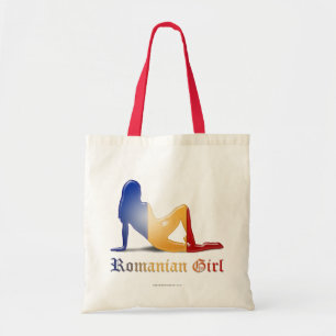 Romanian Girl Silhouette Flag Tote Bag
