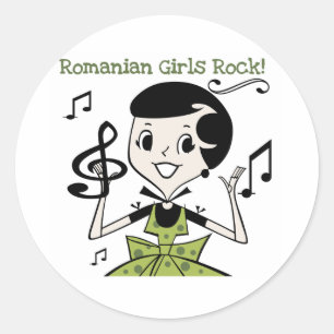 Romanian Girls Rock Classic Round Sticker