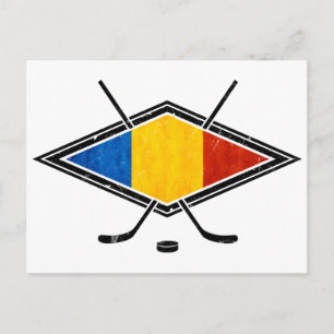 Romanian Ice Hockey Flag Postcard