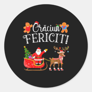 Romanian Merry Christmas Craciun Fericit  Classic Round Sticker