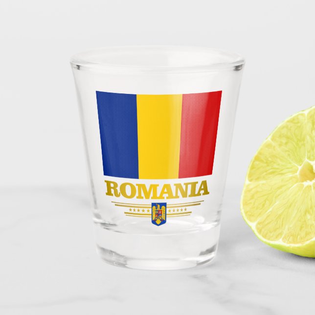 Romanian Pride Shot Glass (Front)