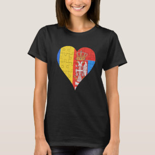 Romanian Serbian Flag Heart T-Shirt