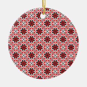 romanian traditional ethnic costume motif seamless ceramic tree decoration