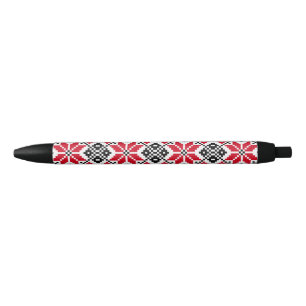 Romanian Traditional Motif "The Stars" Black Ink Pen