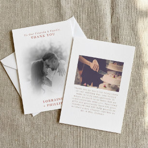 Romanic photo gradient effect wedding thank you card