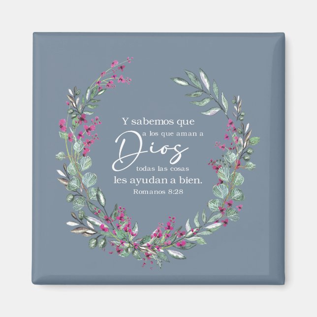 Romanos 8:28, spanish bible verse magnet (Front)