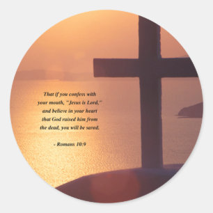 ROMANS 10:9 CLASSIC ROUND STICKER