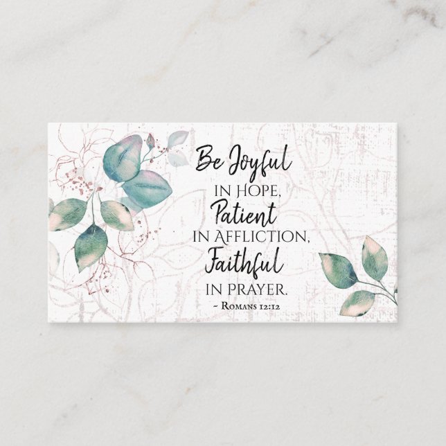 Romans 12:12 Be Joyful in Hope, Faithful in Prayer Business Card (Front)