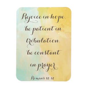 Romans 12:12 Bible Verse Quote Watercolor Magnet