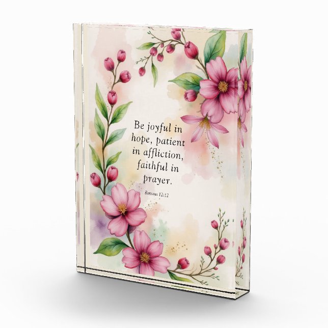 Romans 12:12 Custom Bible Verse Photo Block (Right)