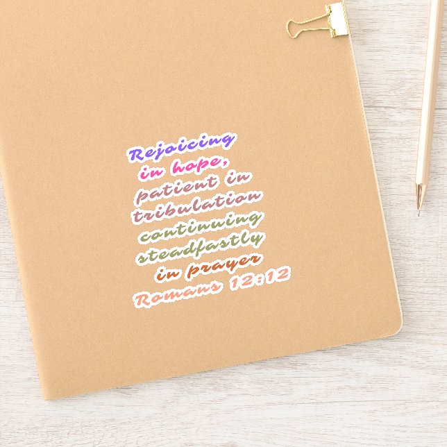 Romans 12:12 Quote Christian Bible Verse Sticker (Notebook)
