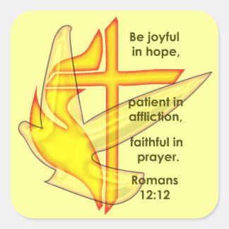 Romans 12:12 square sticker