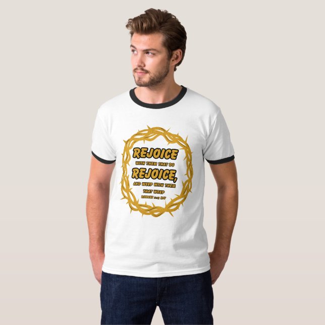 Romans 12:15 KJV Bible Scripture Verse Mens Ringer T-Shirt (Front Full)