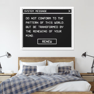 Romans 12:2 Black and White Computer Alert Window Canvas Print