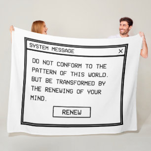 Romans 12:2 Black and White Computer Alert Window Fleece Blanket
