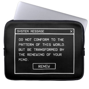 Romans 12:2 Black and White Computer Alert Window Laptop Sleeve