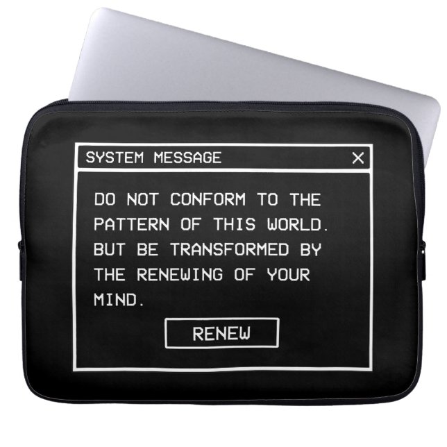 Romans 12:2 Black and White Computer Alert Window Laptop Sleeve (Front)