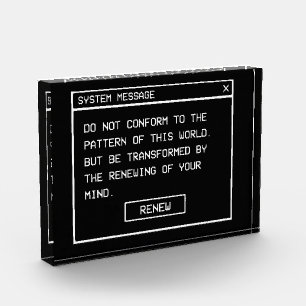 Romans 12:2 Black and White Computer Alert Window Photo Block