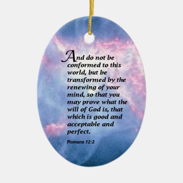 Romans 12:2 ceramic tree decoration (Front)