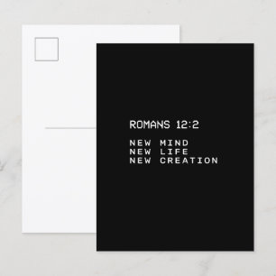 Romans 12:2 New Mind Life Creation Minimalist Postcard