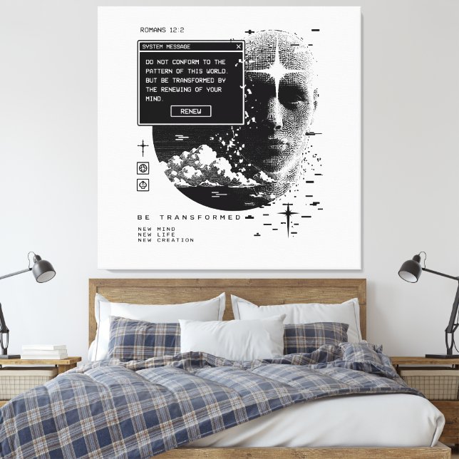 Romans 12:2 Renew Your Mind System Message Alert Canvas Print (Insitu(Bedroom))