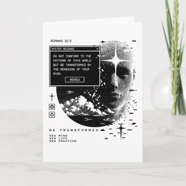 Romans 12:2 Renew Your Mind System Message Alert Card (Front)