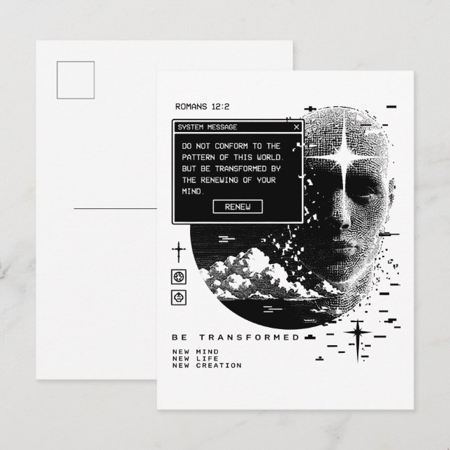 Romans 12:2 Renew Your Mind System Message Alert Postcard (Front/Back)