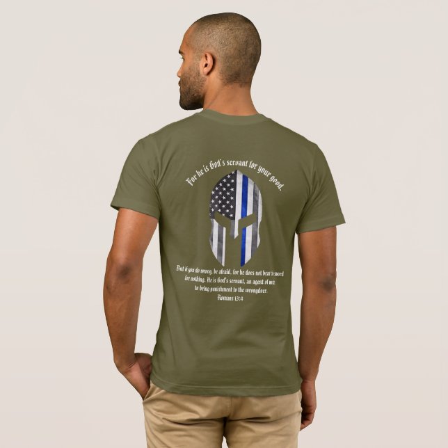 Romans 13:4 Thin Blue Line T-Shirt (Back Full)
